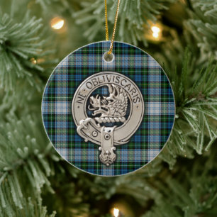 Clan Campbell Crest & Dress Tartan Keramisch Ornament