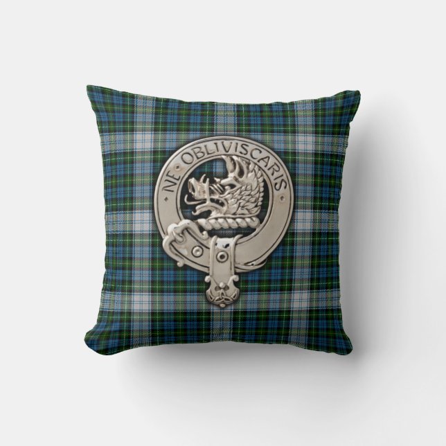 Clan Campbell Crest & Dress Tartan Kussen (Voorkant)
