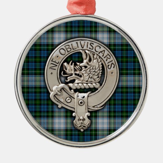Clan Campbell Crest & Dress Tartan Metalen Ornament (Voorkant)