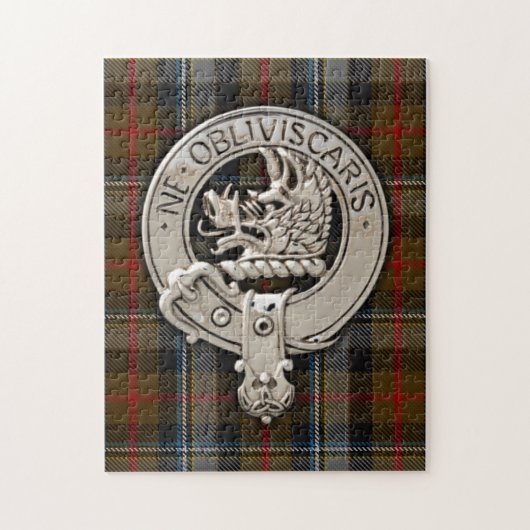 Clan Campbell Crest & Hunting Tartan Legpuzzel (Verticaal)