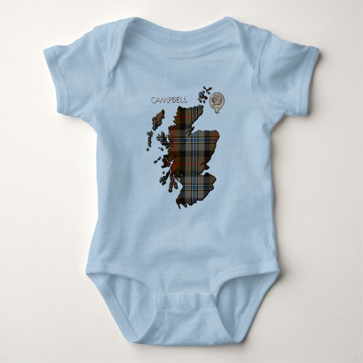 Clan Campbell Crest & Hunting Tartan Map Romper (Voorkant)