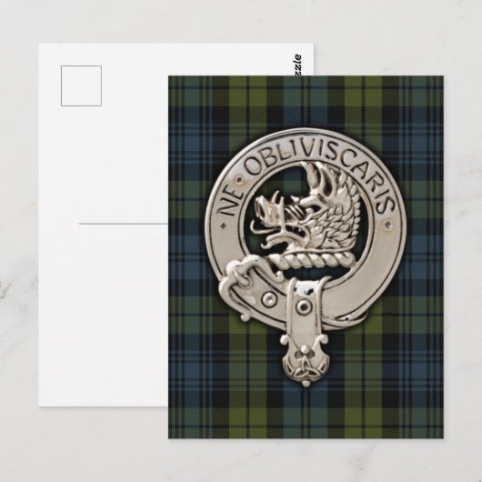 Clan Campbell Crest & Tartan Briefkaart (Voorkant / Achterkant)