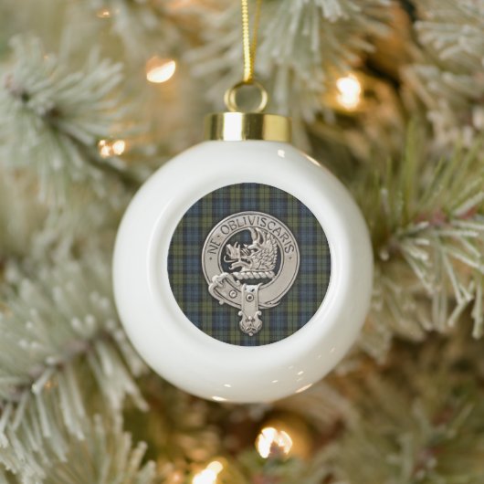 Clan Campbell Crest & Tartan Keramische Bal Ornament (Boom)