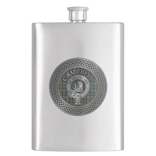 Clan Campbell Crest & Tartan Knot Flask Flacon (Voorkant)