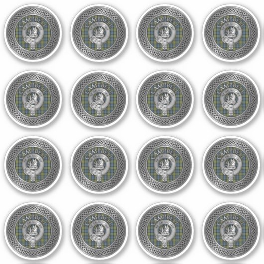 Clan Campbell Crest & Tartan Knot Sticker (Voorkant)