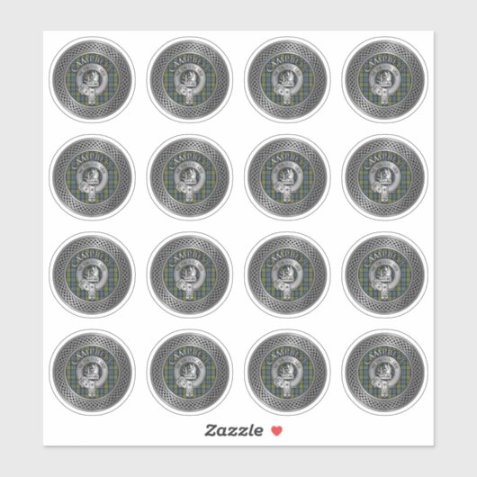 Clan Campbell Crest & Tartan Knot Sticker (Vel)