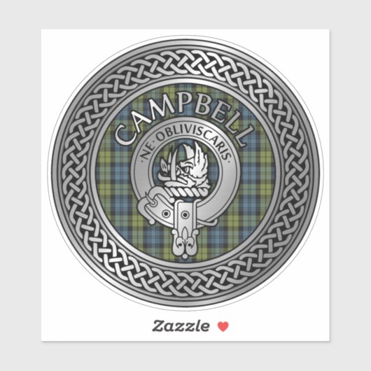 Clan Campbell Crest & Tartan Knot Sticker (Vel)