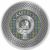 Clan Campbell Crest & Tartan Knot Sticker (Voorkant)