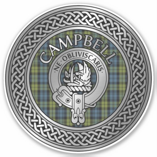Clan Campbell Crest & Tartan Knot Sticker (Voorkant)
