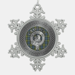 Clan Campbell Crest & Tartan Knot Tin Sneeuwvlok Ornament