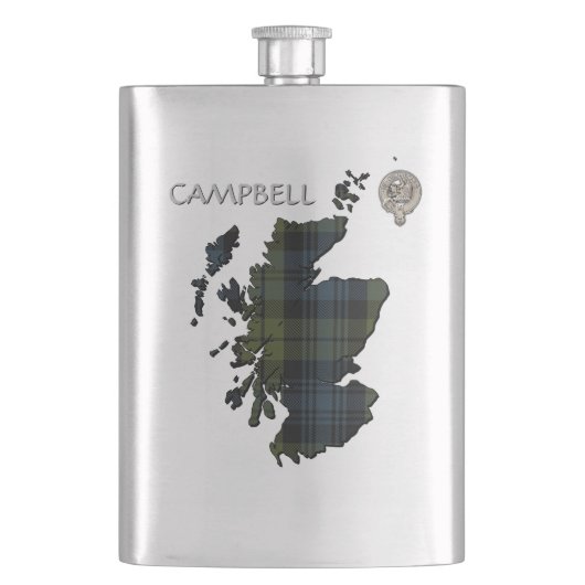 Clan Campbell Crest & Tartan Map Flacon (Voorkant)