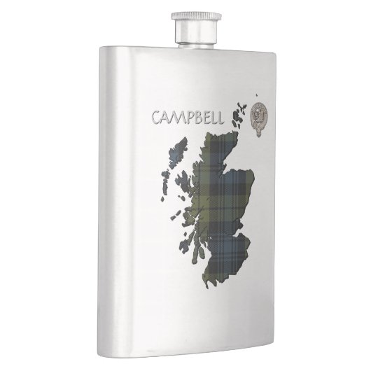 Clan Campbell Crest & Tartan Map Flacon (Rechts)