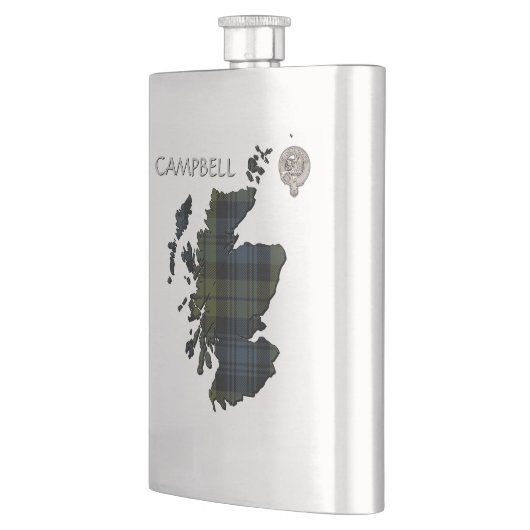 Clan Campbell Crest & Tartan Map Flacon (Links)
