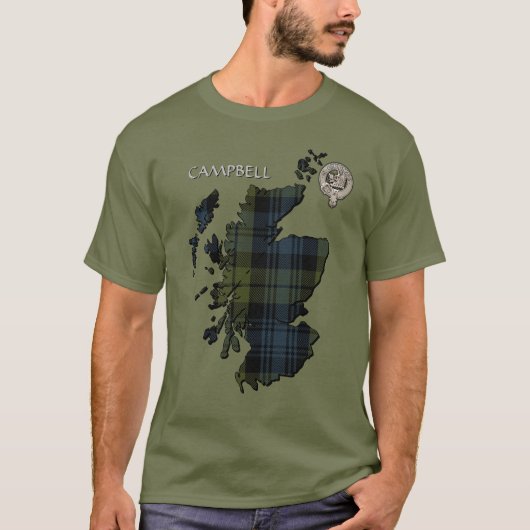 Clan Campbell Crest & Tartan Map T-shirt (Voorkant)