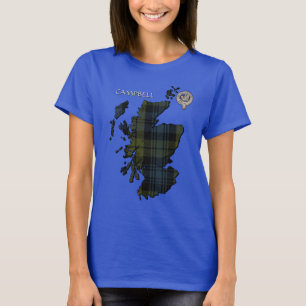 Clan Campbell Crest & Tartan Map T-shirt