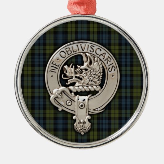Clan Campbell Crest & Tartan Metalen Ornament (Voorkant)