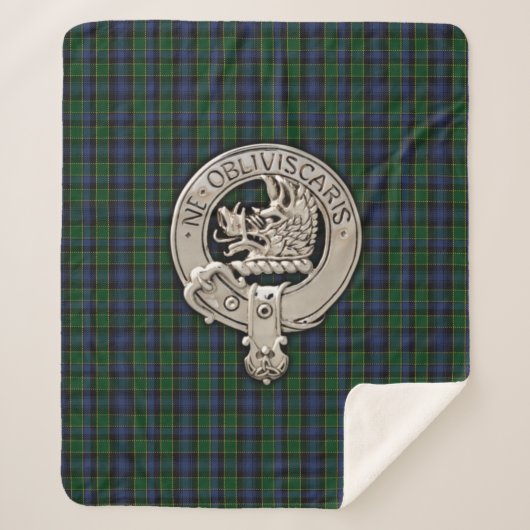 Clan Campbell Crest & Tartan Sherpa Deken (Voorkant)
