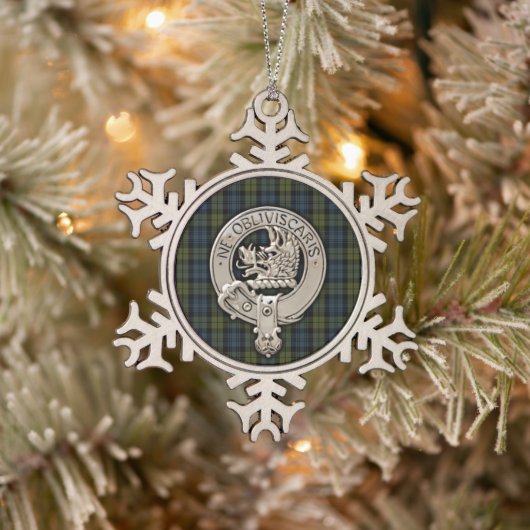 Clan Campbell Crest & Tartan Tin Sneeuwvlok Ornament (Boom)