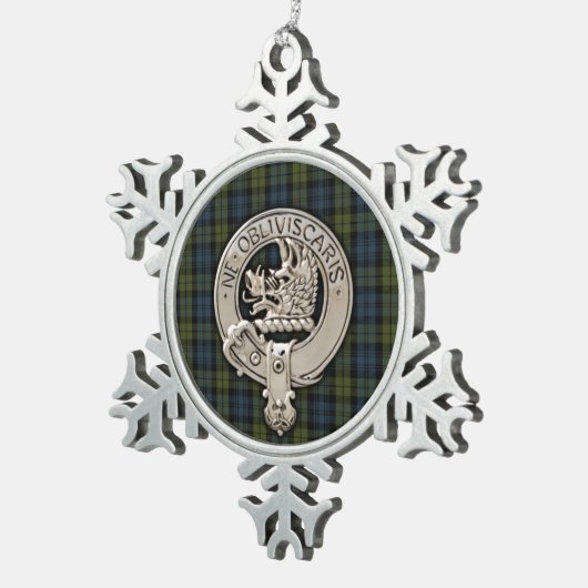 Clan Campbell Crest & Tartan Tin Sneeuwvlok Ornament (Rechts)