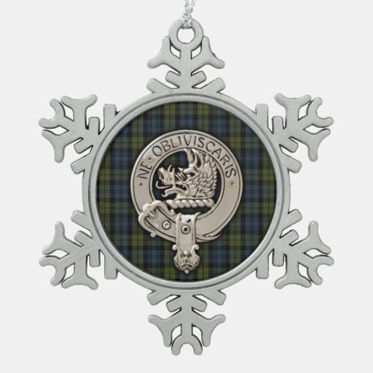 Clan Campbell Crest & Tartan Tin Sneeuwvlok Ornament (Voorkant)