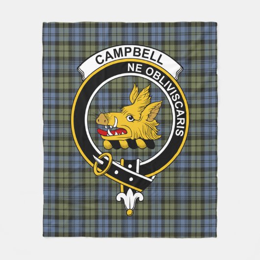 Clan Campbell Faded Tartan Pset Fleece Deken (Voorkant)