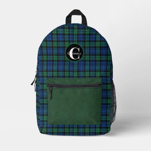 Clan Campbell Plaid Monogrammed Bedrukte Rugzak (Voorkant)