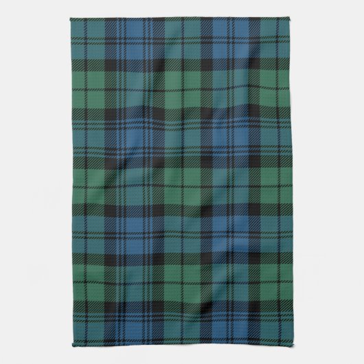 Clan Campbell Pset Tartan Green Blue Black Check Theedoek (Verticaal)