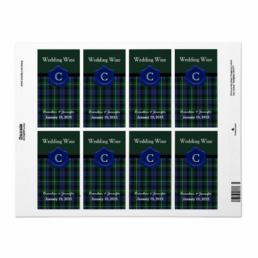 Clan Campbell Pset Wedding Mini Wine Labels (Full Sheet)