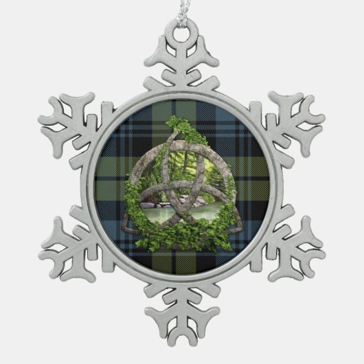 Clan Campbell Tartan Celtic Trinity Tin Sneeuwvlok Ornament (Voorkant)