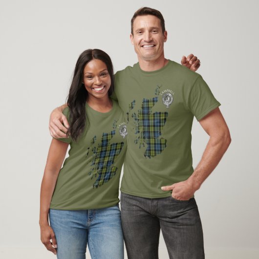 Clan Campbell Tartan Map & Crest T-Shirt (Unisex)