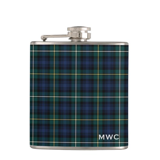 Clan Campbell Tartan Monogram Heupfles (Voorkant)