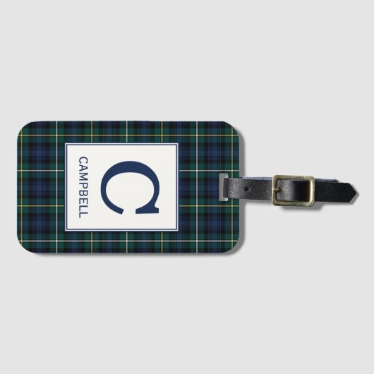 Clan Campbell van Argyll Tartan Monogrammed Bagagelabel (Voorkant (horizontaal))