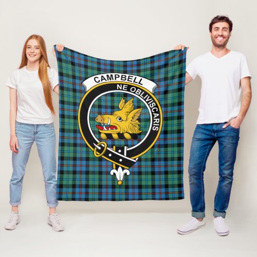 Clan Campbell van Cawdor Ancient Tartan Pset Fleece Deken (In situ)