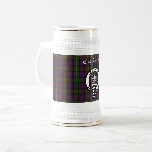 Clan Carnegie Crest Badge en Tartan Bierpul (Voorkant links)