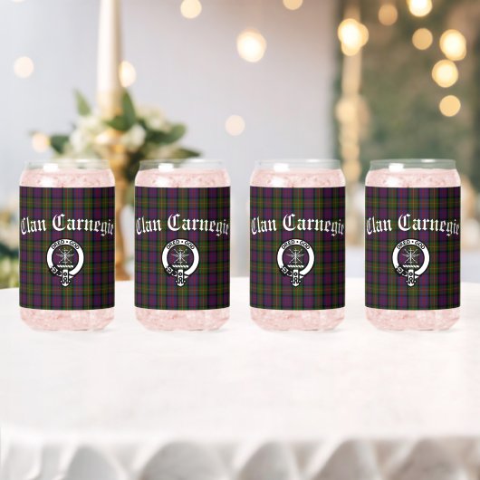 Clan Carnegie Crest Badge en Tartan Blikvorm Glas (Insitu (Huwelijk))