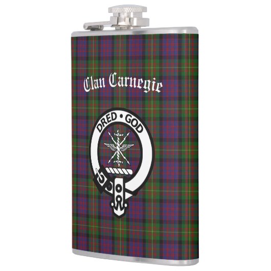 Clan Carnegie Crest Badge en Tartan Heupfles (Links)