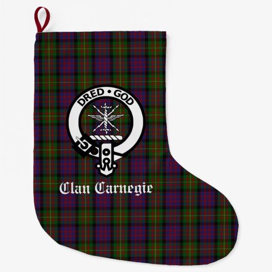 Clan Carnegie Crest Badge & Tartan  Grote Kerstsok (Voorkant)
