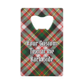 Clan Carnegie Crest over Jurk Tartan Creditkaart Flessenopener (Achterkant)