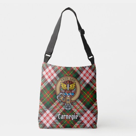Clan Carnegie Crest over Jurk Tartan Crossbody Tas (Voorkant)