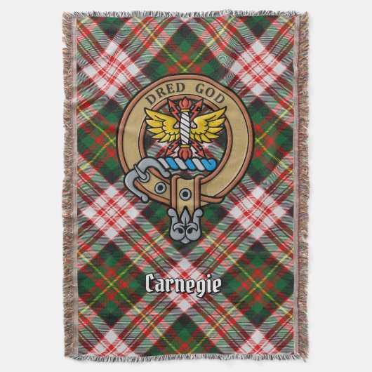 Clan Carnegie Crest over jurk tartan Deken (Voorkant Verticaal)