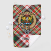 Clan Carnegie Crest over Jurk Tartan Golfhanddoek (Insitu)