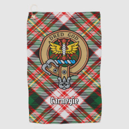 Clan Carnegie Crest over Jurk Tartan Golfhanddoek