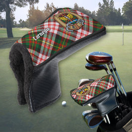 Clan Carnegie Crest over Jurk Tartan Golfheadcover
