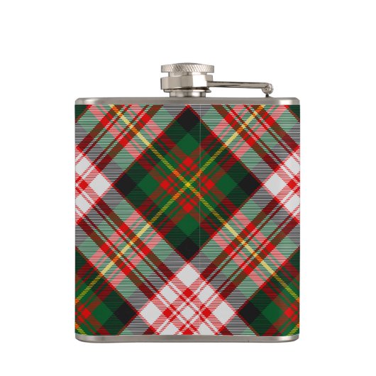 Clan Carnegie Crest over Jurk Tartan Heupfles (Achterkant)