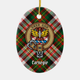Clan Carnegie Crest over Jurk Tartan Keramisch Ornament
