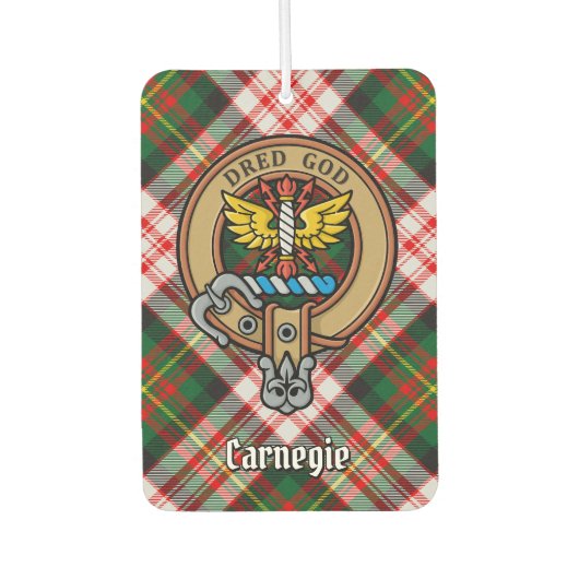 Clan Carnegie Crest over Jurk Tartan Luchtverfrisser (Voorkant)