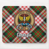 Clan Carnegie Crest over Jurk Tartan Muismat (Voorkant)