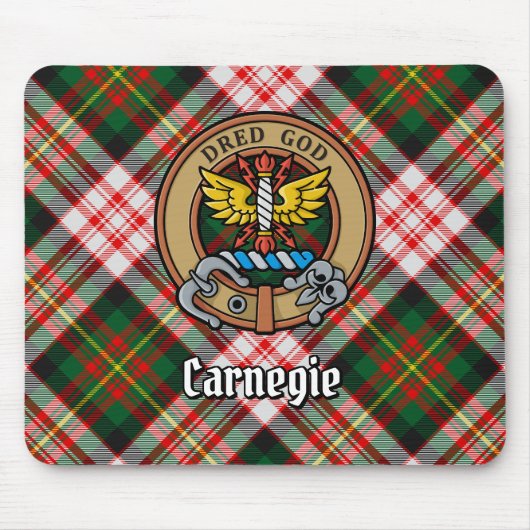 Clan Carnegie Crest over Jurk Tartan Muismat (Voorkant)