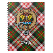 Clan Carnegie Crest over Jurk Tartan Notitieboek (Voorkant)
