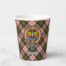 Clan Carnegie Crest over Jurk Tartan Papieren Bekers